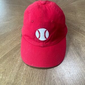 Red Baseball Cap with Embroidered Baseball